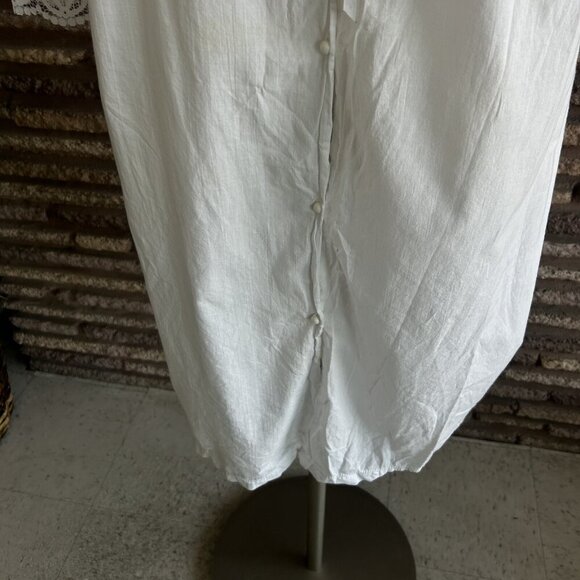 Mum's & Blossums Vintage White Button Front Chemise Cotton Nightgown Size Small - Picture 5 of 10